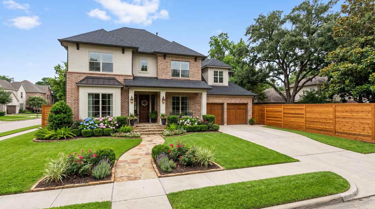 Houston Texas home with new cedar fence adding curb appeal and property value
