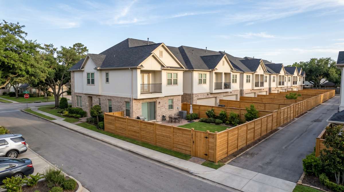 Houston Texas rental property townhomes with uniform wood privacy fences