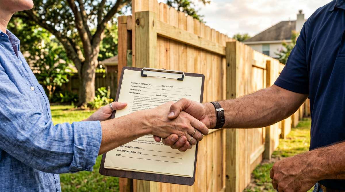 Fence warranty review between contractor and homeowner in Houston Texas
