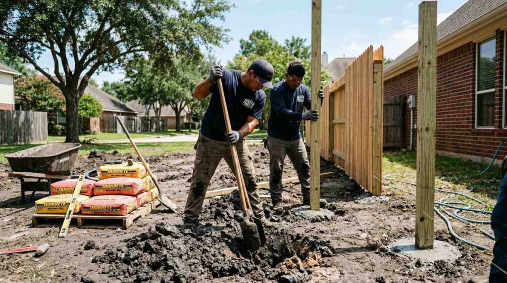 Wood fence installation process in Houston TX — Griffin Fence