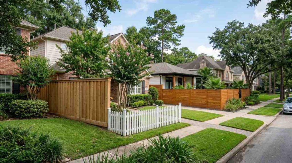Wood fence styles Houston TX — board-on-board picket horizontal fence options by Griffin Fence